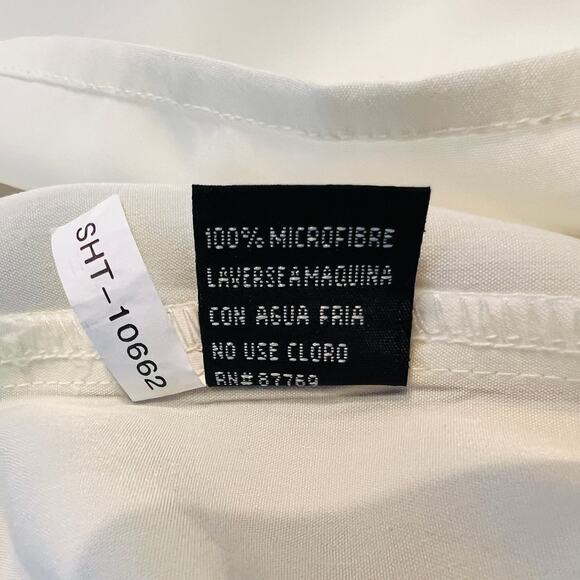 Button Up Shirt Greek Goddess Medusa Embossed Short Sleeve Ivory Resort Casual L - Picture 9 of 9